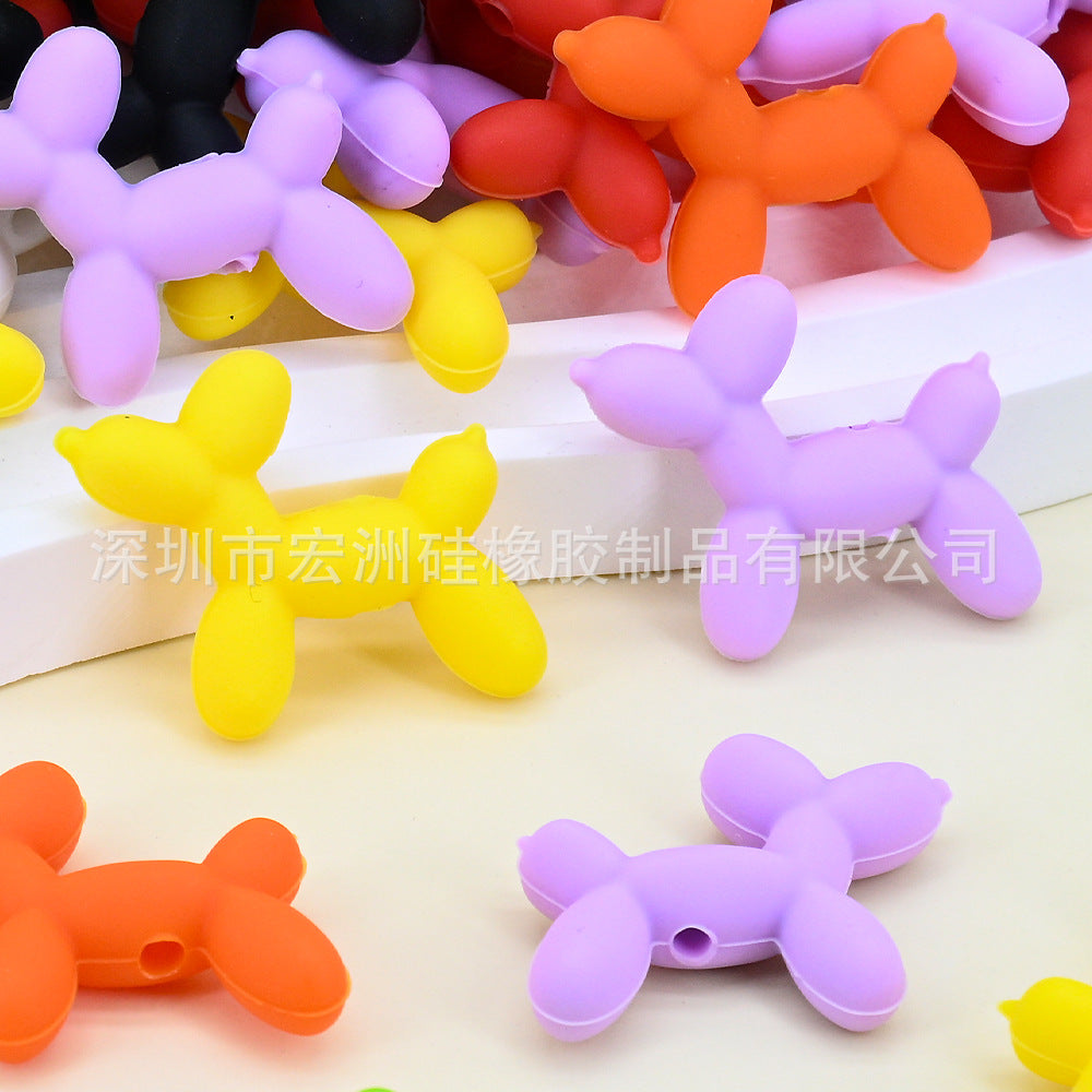 Wholesale 10pcs/ pack Balloon Dog  Food Grade Silicone Beads DIY Loose Beads