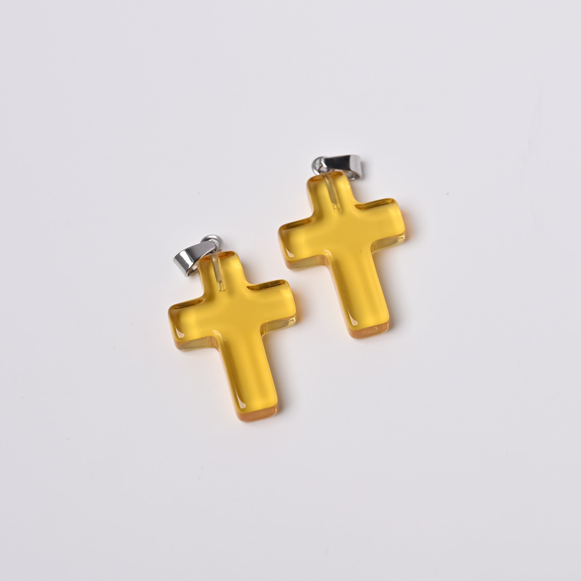 Wholesale Multicolor glass water drop cross pendant accessories DIY