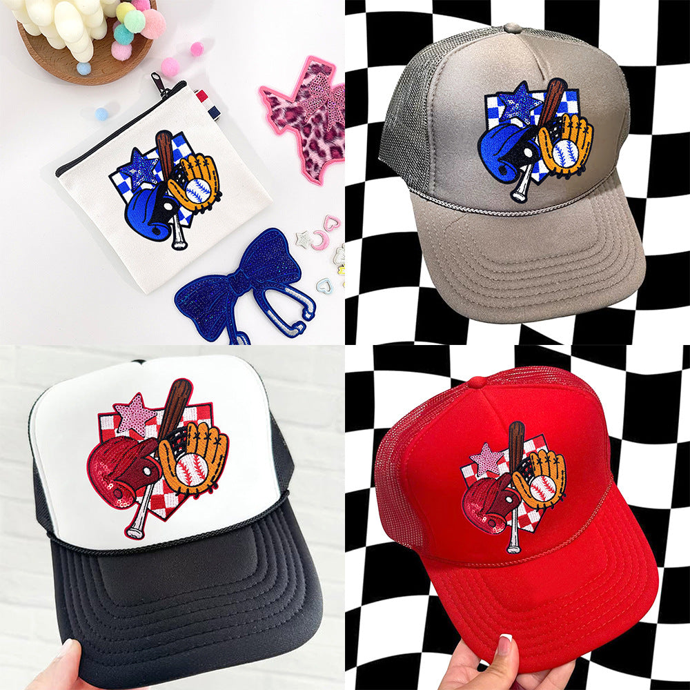 Wholesale Baseball Fan Sequin Embroidered Patches Iron On Applique For Coats Fashion DIY Accessory