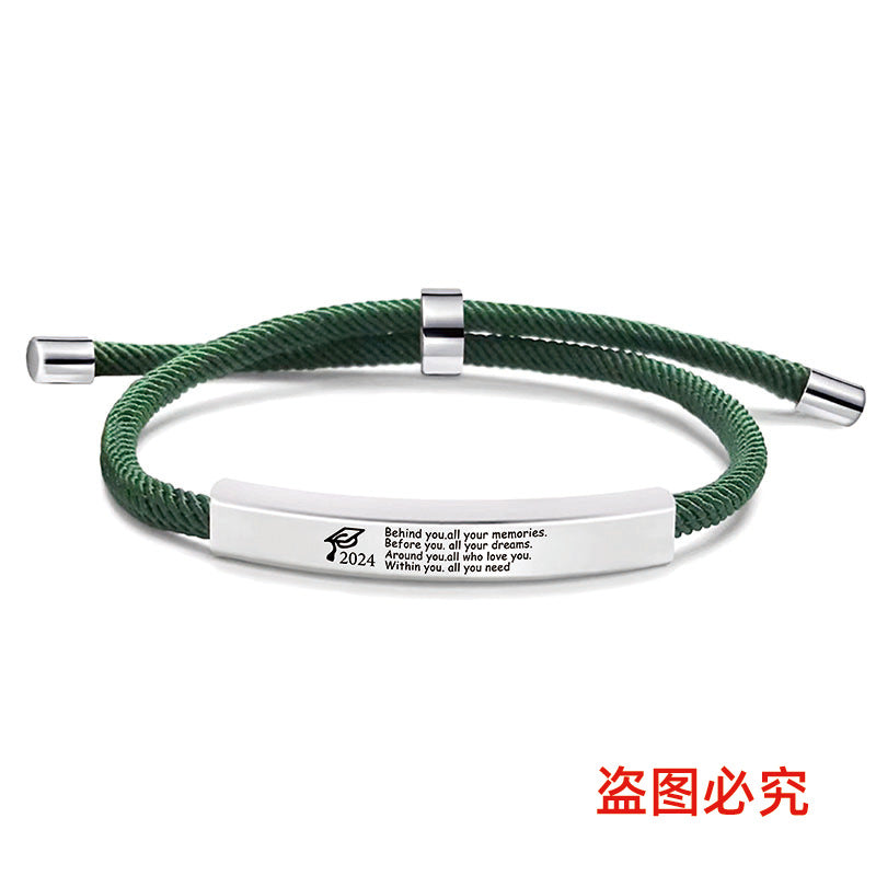 Wholesale Stainless Steel Braided 2024 Graduation Season Day Engraved Bracelet