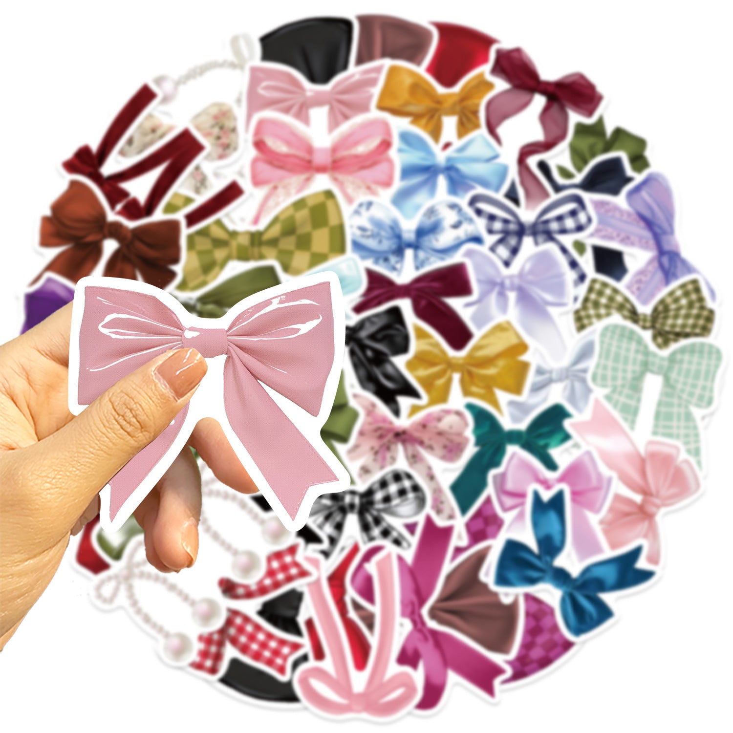 Wholesale 50pcs Color Realistic Bow Graffiti Waterproof Stickers