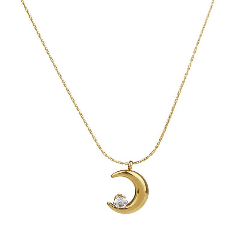 Wholesale moon necklace goddess clavicle chain Titanium Steel Necklace