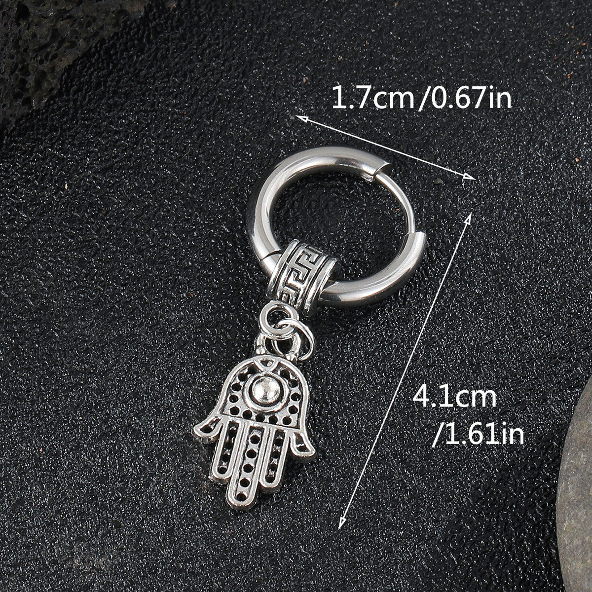 Wholesale Vintage Stainless Steel Coil Punk Palm Earrings