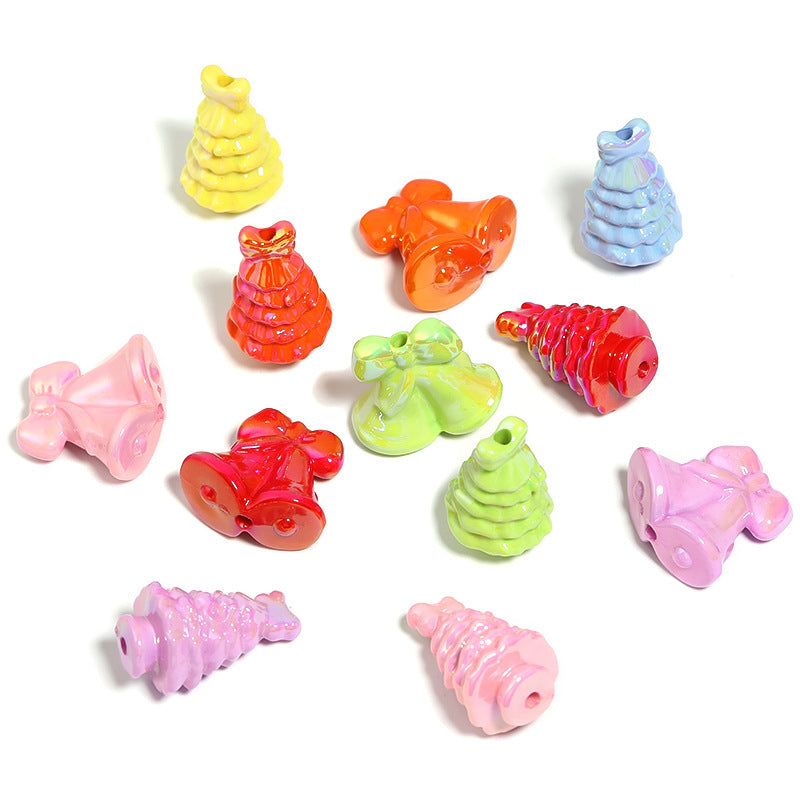 Wholesale 50pcs Christmas DIY Acrylic Christmas Tree Bell Snowflake Beads