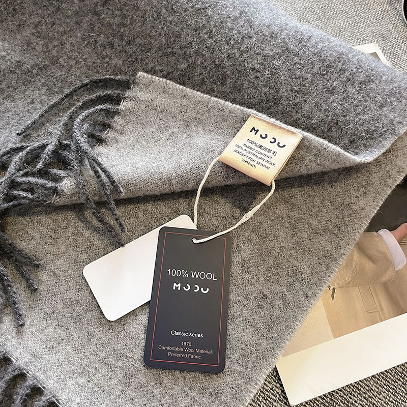 Wholesale Australian 100% Wool Solid Color Simple Double-sided Wool Scarf