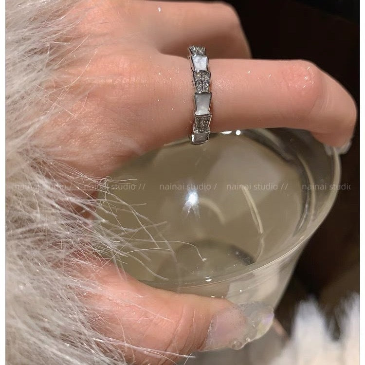 Wholesale Snake Ring ~ Super Immortal Zircon bling High-grade Light Luxury Niche Design Finger Ring Opening Adjustable Ring