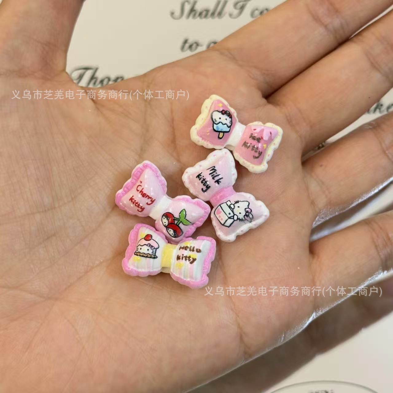 Wholesale 10pcs embossed pink cartoon cat butterfly Acrylic Beads