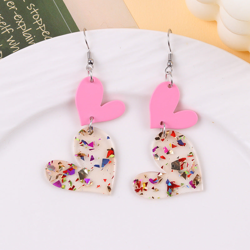Wholesale Valentine' s Day Pink Love Acrylic Earrings