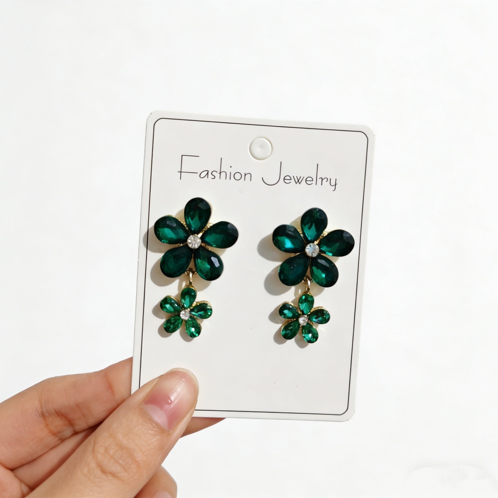 Wholesale Alloy Inlaid Zircon Flower Color Earrings