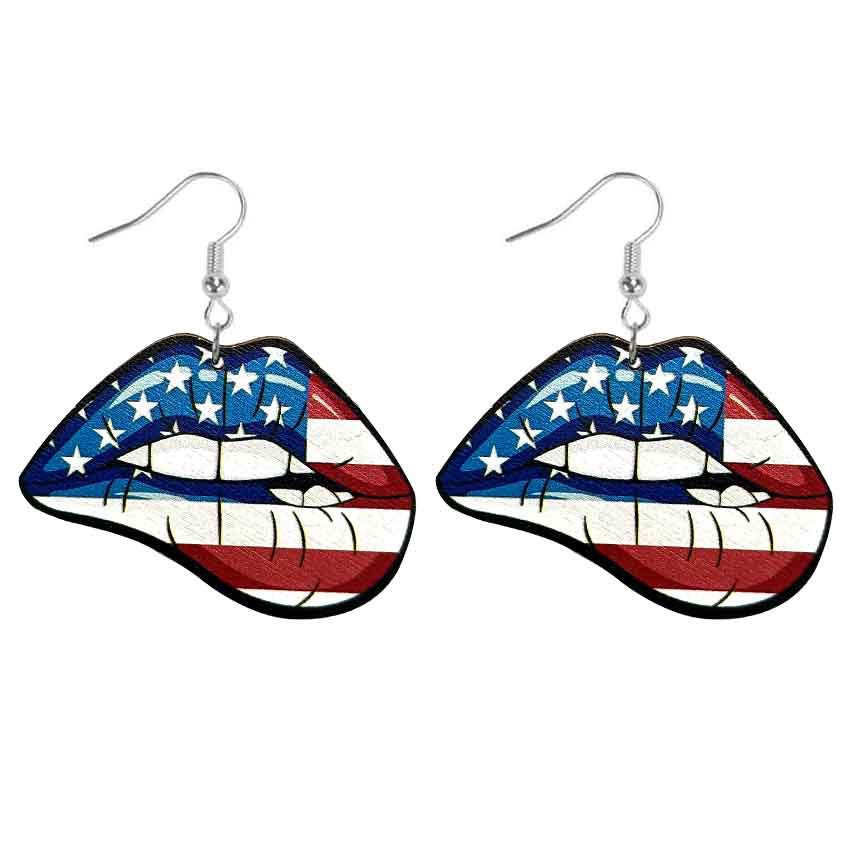 Botas de girasol de mariposa de mariposa al por mayor Labios de madera de un solo lado aretes de madera