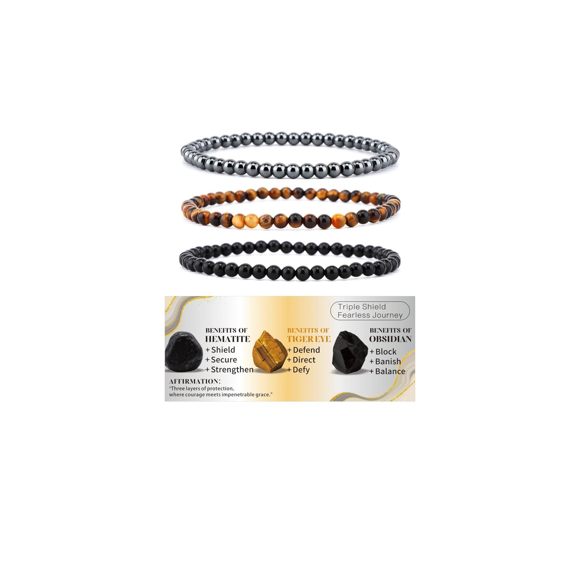 Wholesale Ethnic Style Handmade Tiger Eye Stone Bead Bracelet Set 3 Piece Round Beads Couple Bracelets With Retail Hang Card Boutique Resale Gift