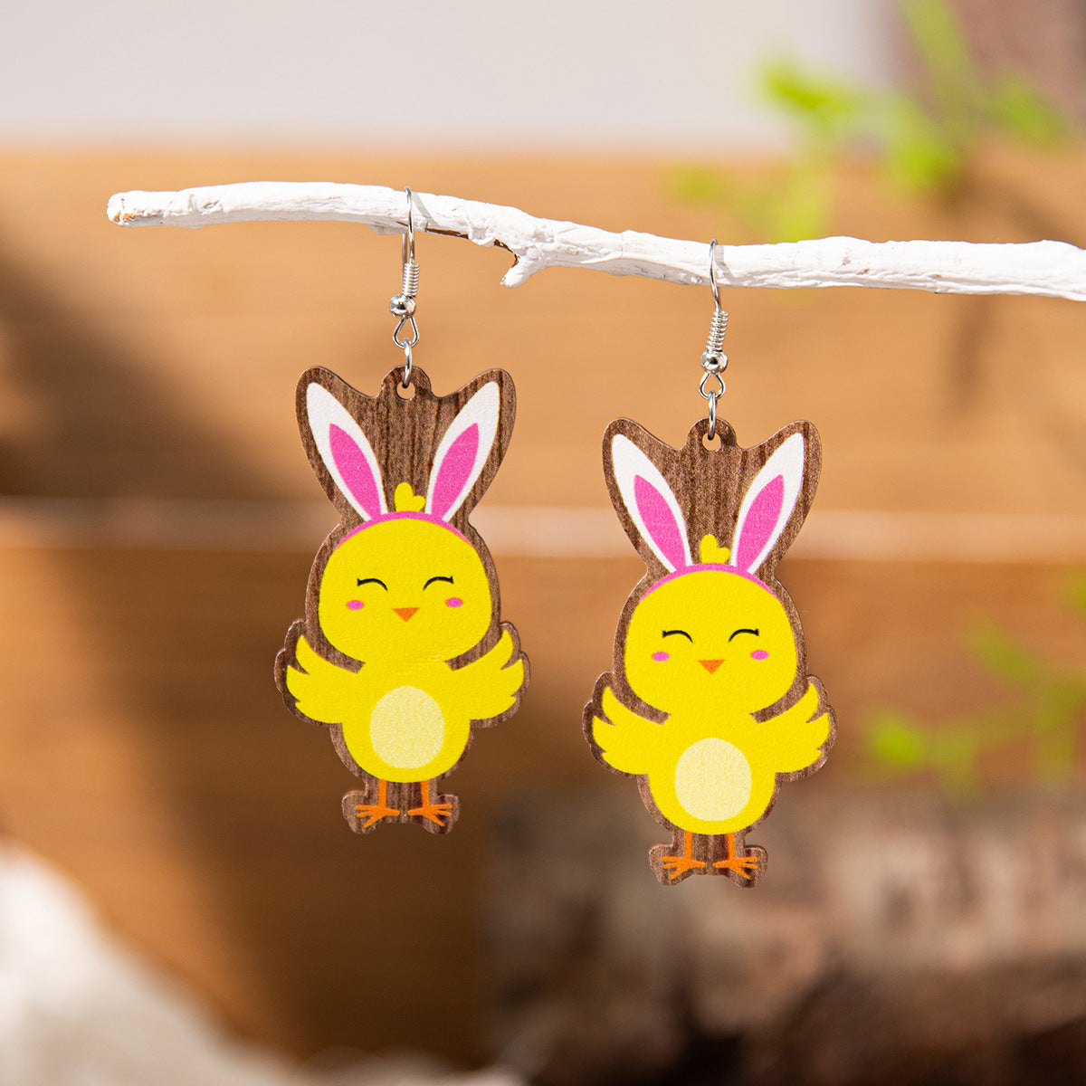 Wholesale Easter cartoon rabbit Easter egg Wood Earrings