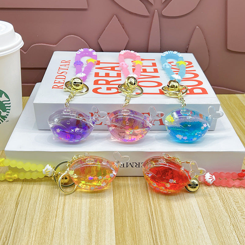 Wholesale Oil-filled Colorful Whale Keychain