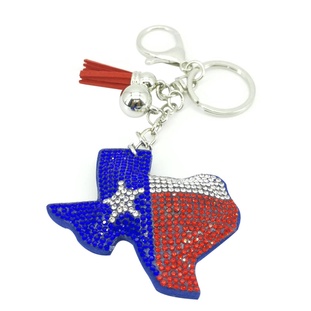 Wholesale 4pcs  Velvet inlaid diamond flag Rhinestone Keychain