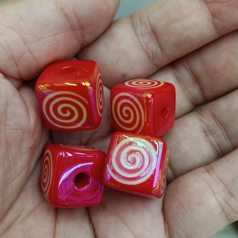 Wholesale 200pcs 16mm UV Plated Colorful Christmas Square Beads