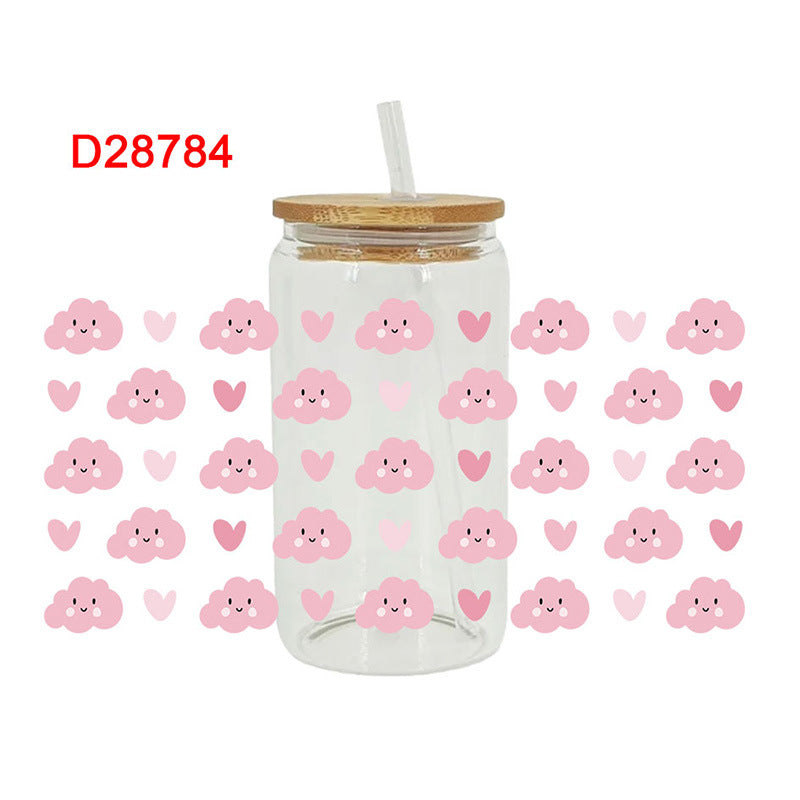 Wholesale Colorful clouds rainbow stars 16oz Cup UV DTF Wraps