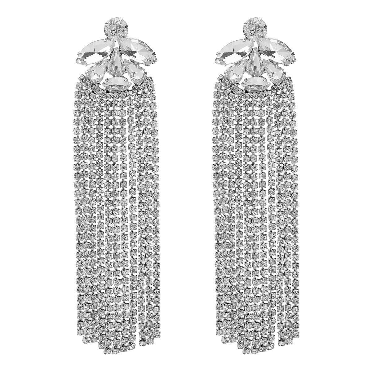 Wholesale Fashion Full Diamond Long Tassel Earrings