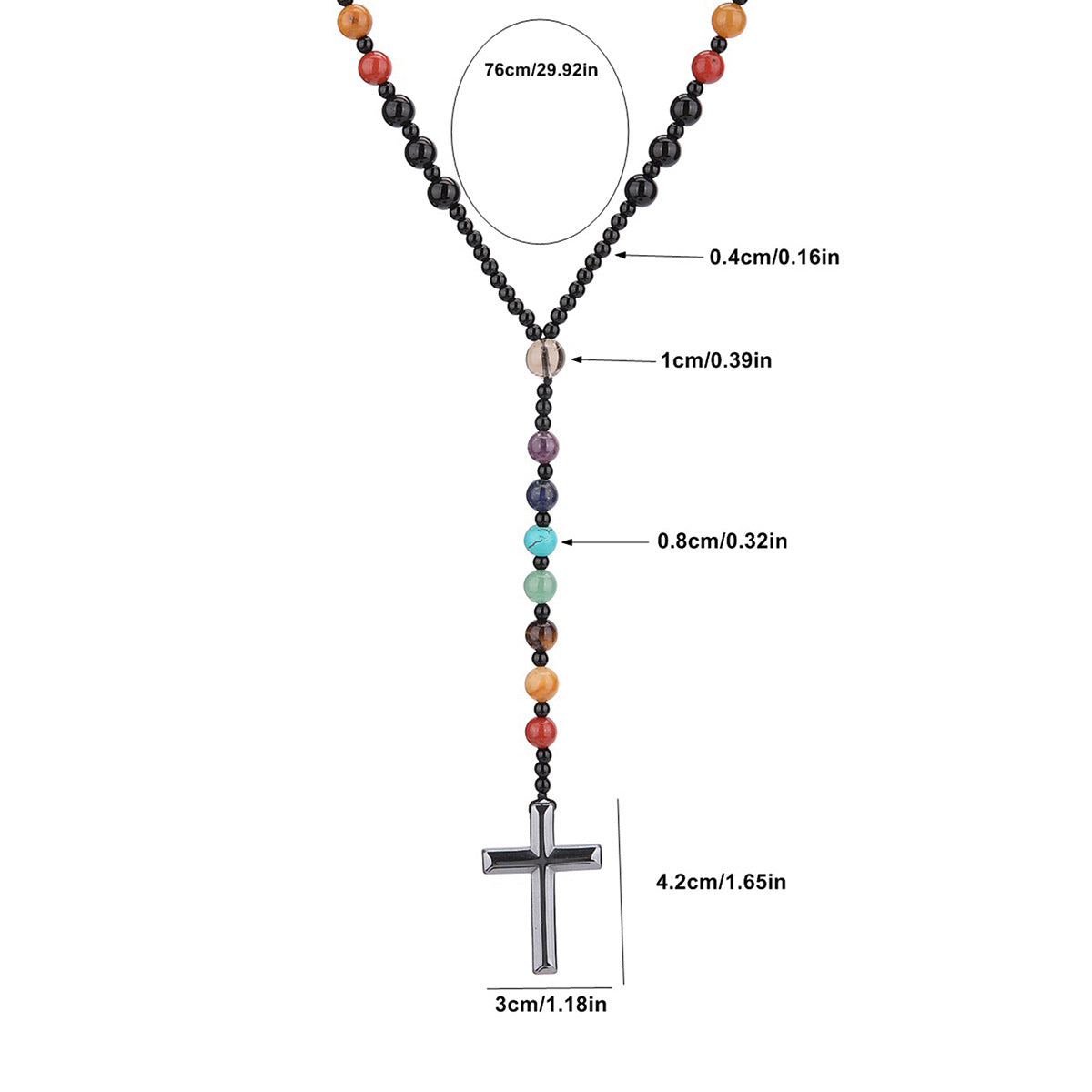 Wholesale Fashionable Women S Colorful Natural Stone Bead Cross Necklace For Daily Casual Jewelry Accessory