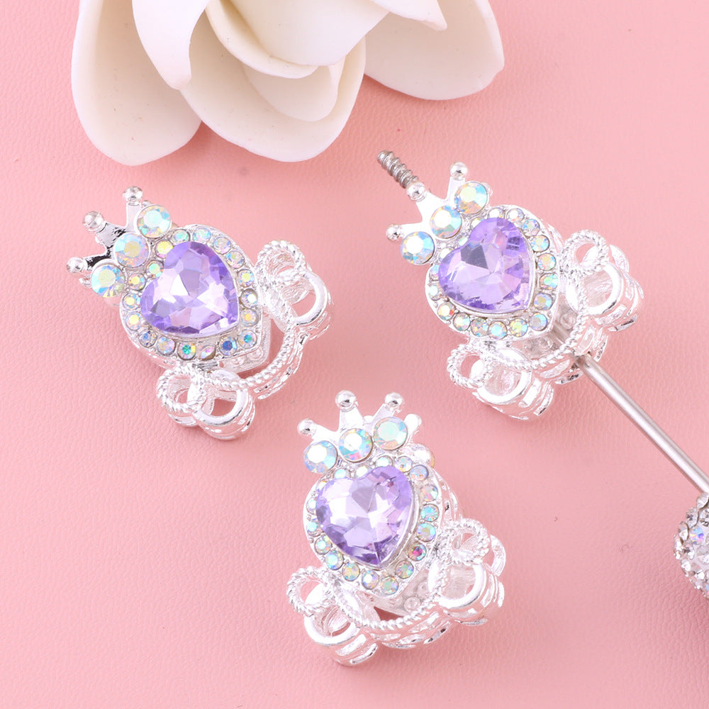 Wholesale 5pcs/pack  Pumpkin carriage heart-shaped crystal alloy rhinestone ball with straight hole  Fancy Beads