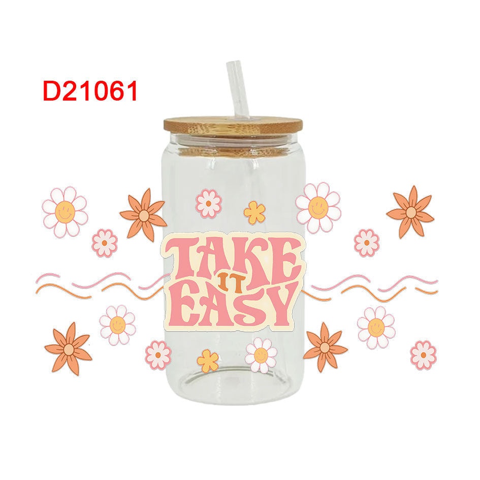 Wholesale Cartoon Fresh Floral Theme 16oz Cup UV DTF Wraps