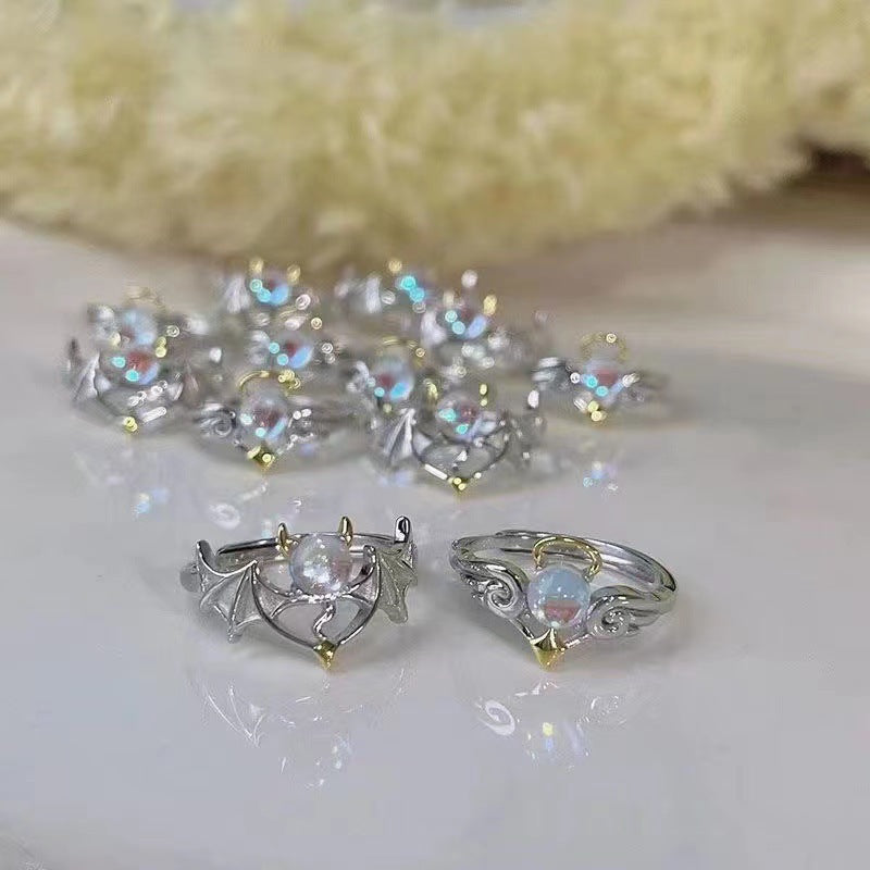 Wholesale Angel and Demon Couple Open Adjustable Ring