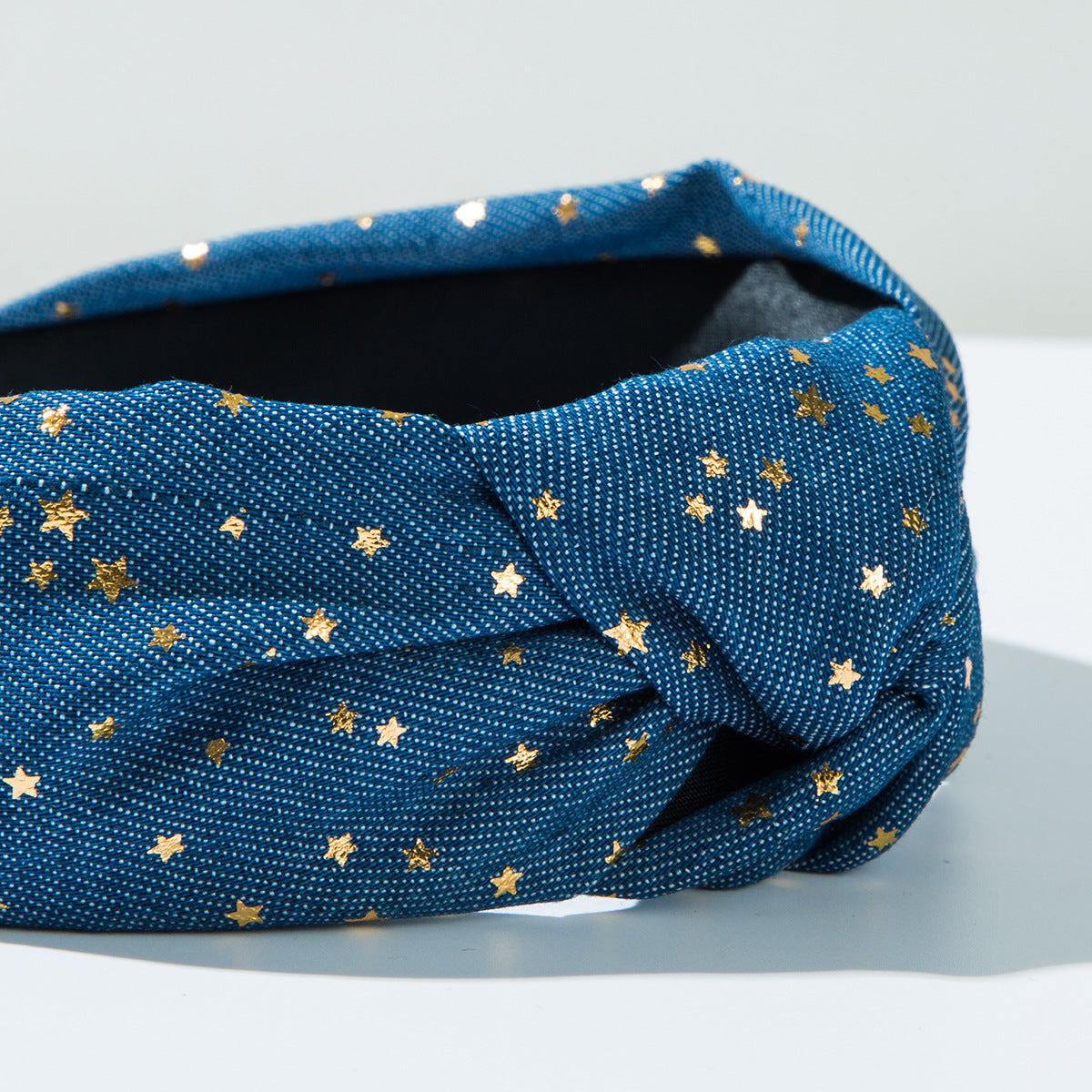 Wholesale fabric gold five-pointed star wide-edged hair knot high top hair accessories