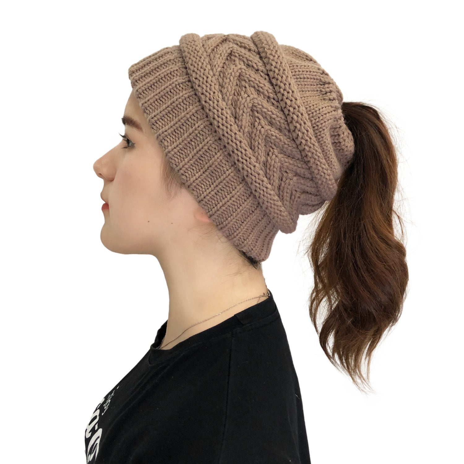Wholesale Knitted Ponytail Beanie