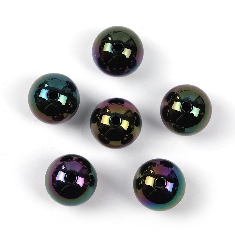 Wholesale 100pcs UV color plated solid color round beads 16mm acrylic beads