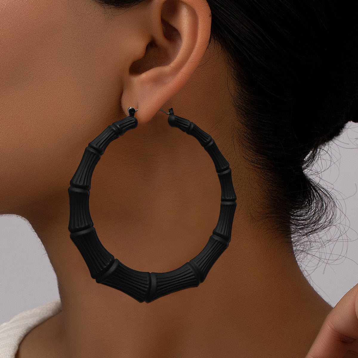 Wholesale Personality Hip-hop Circle Bamboo Exaggerated Design Versatile Niche Earrings