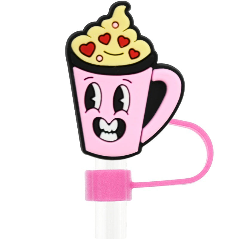 Wholesale Random 100pcs Valentine' s Day 10mm Universal Soft Rubber Decorative  Straw Tube Cap