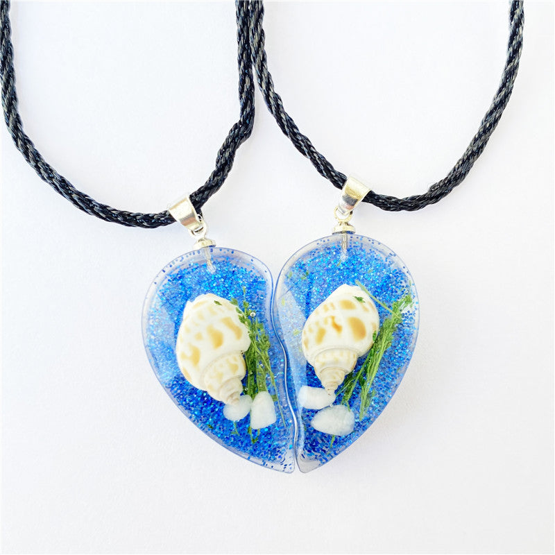 Wholesale 6pcs Creative Real Starfish Conch Pendant Necklace