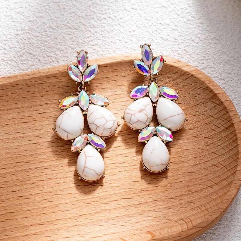 Wholesale Bohemian style turquoise flower earrings