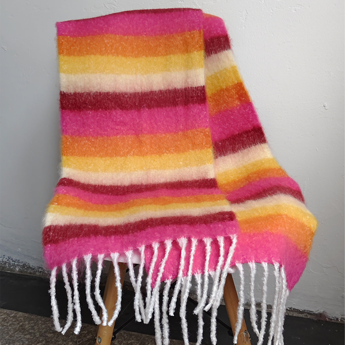 Wholesale Autumn and Winter Thickened Warm Dopamine Striped Imitation Cashmere Plaid Scarf