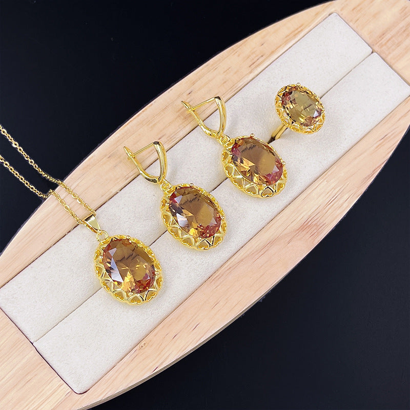 Pendientes de piedra de color redondo de tres piezas al por mayor