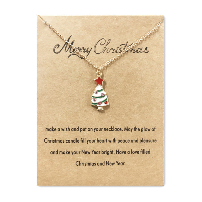 Wholesale Christmas Tree Pendant Card Necklace Clavicle Chain