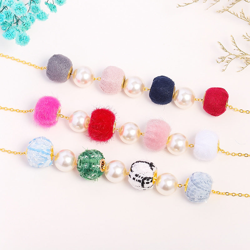 Wholesale 50PCS Colored Fuzzy Balls Metal Straight Hole Loose Beads