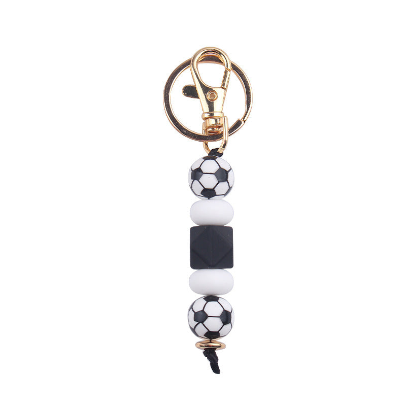Wholesale Sports Basketball Football Soccer Silicone Beaded Lanyard Keychain
