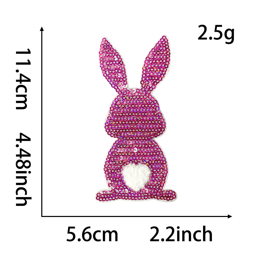 Wholesale Boutique Easter Rabbit Embroidered Iron On Patch With Hot Melt Glue For Coat DIY Accessory