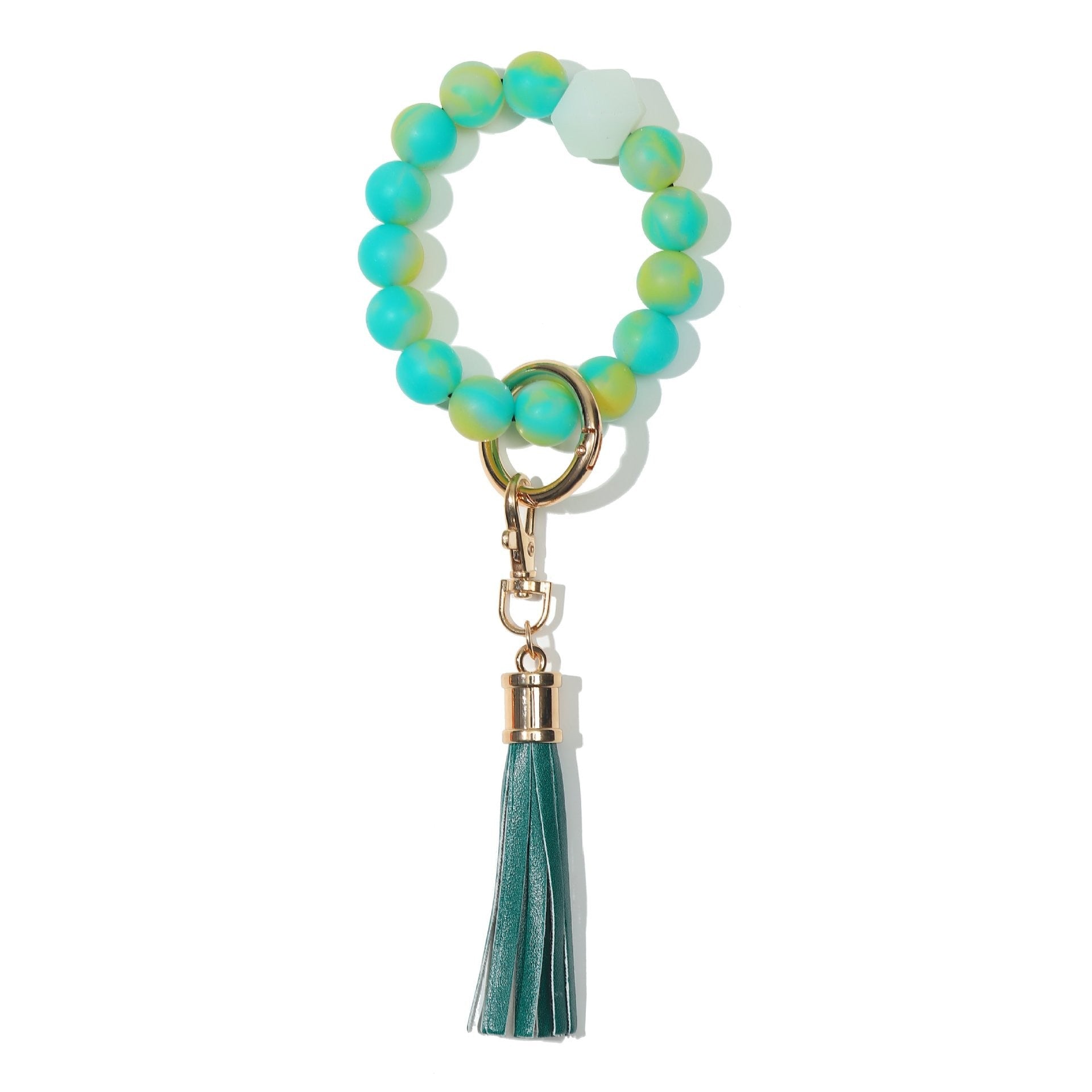 Wholesale Fluorescent Luminous Colored Silicone Beaded Wrist Keychain