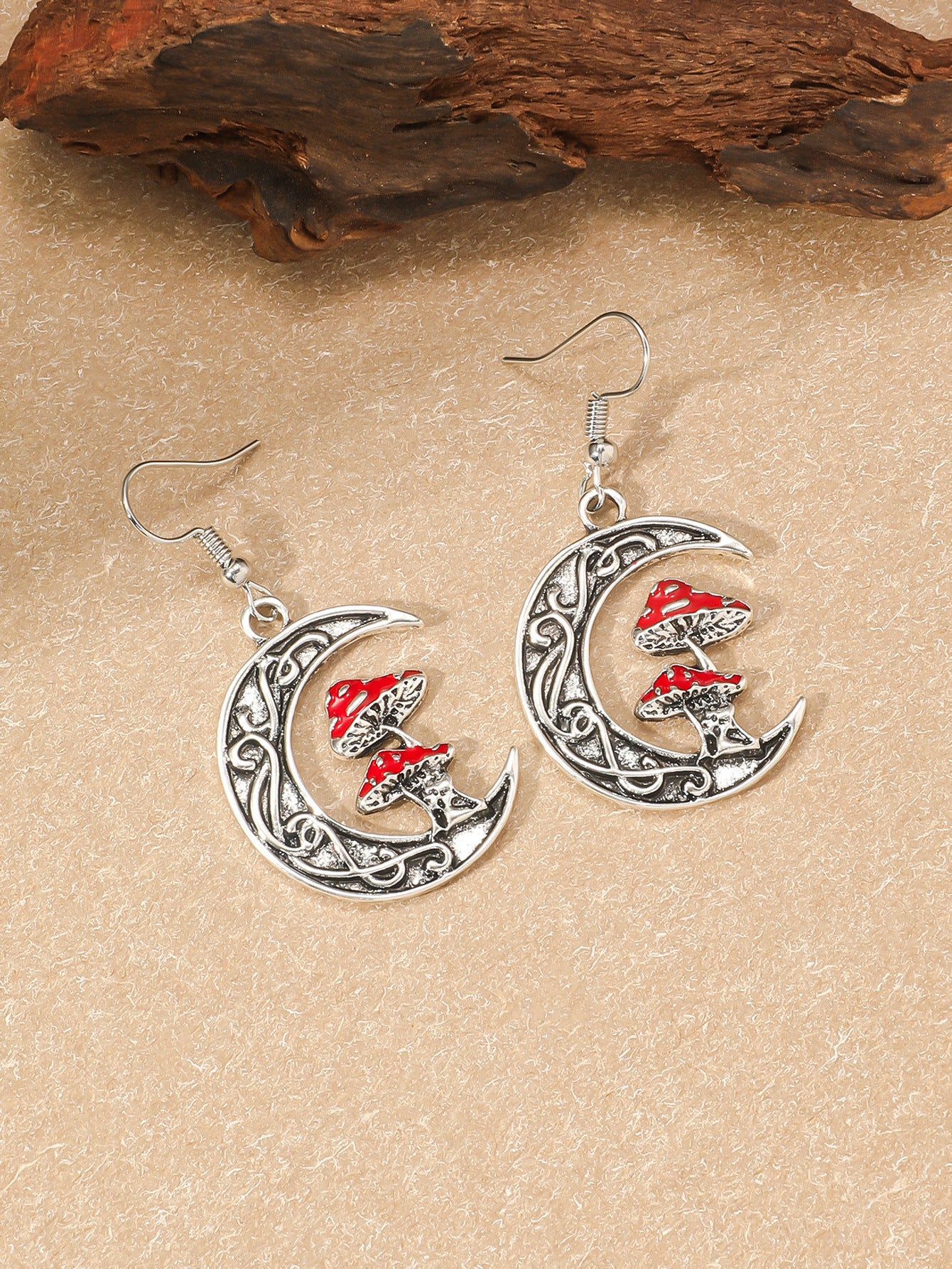 Wholesale Stylish and Simple Moon Red Mushroom Earrings