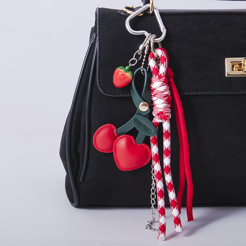 Wholesale  cherry bag pendant resin fruit keychain