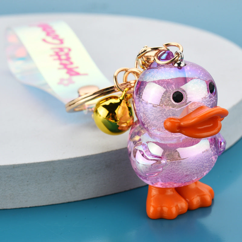 Wholesale Acrylic Fantasy Duck Print Fantasy Leather Rope Keychain