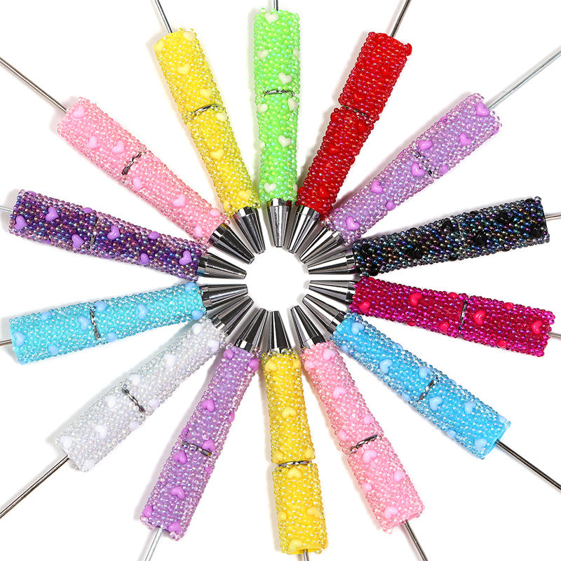 Wholesale 5pcs beadable pens DIY glass mermaid bead love full diamond bead pen