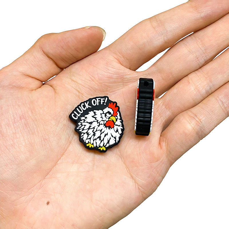 Wholesale 10pcs White rooster cartoon silicone beads