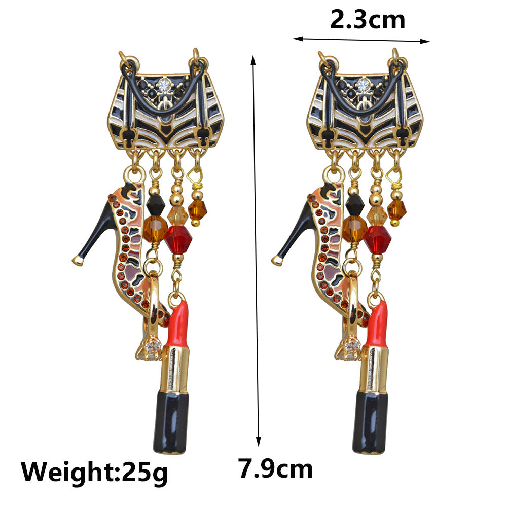 Wholesale Bags Lipstick High Heels Vintage Tassel Earrings