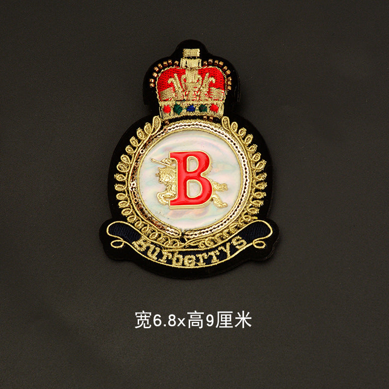 Wholesale Embroidered Metal Crown Badge Patch Pinless Clothing Accessory For Chic Everyday Wear