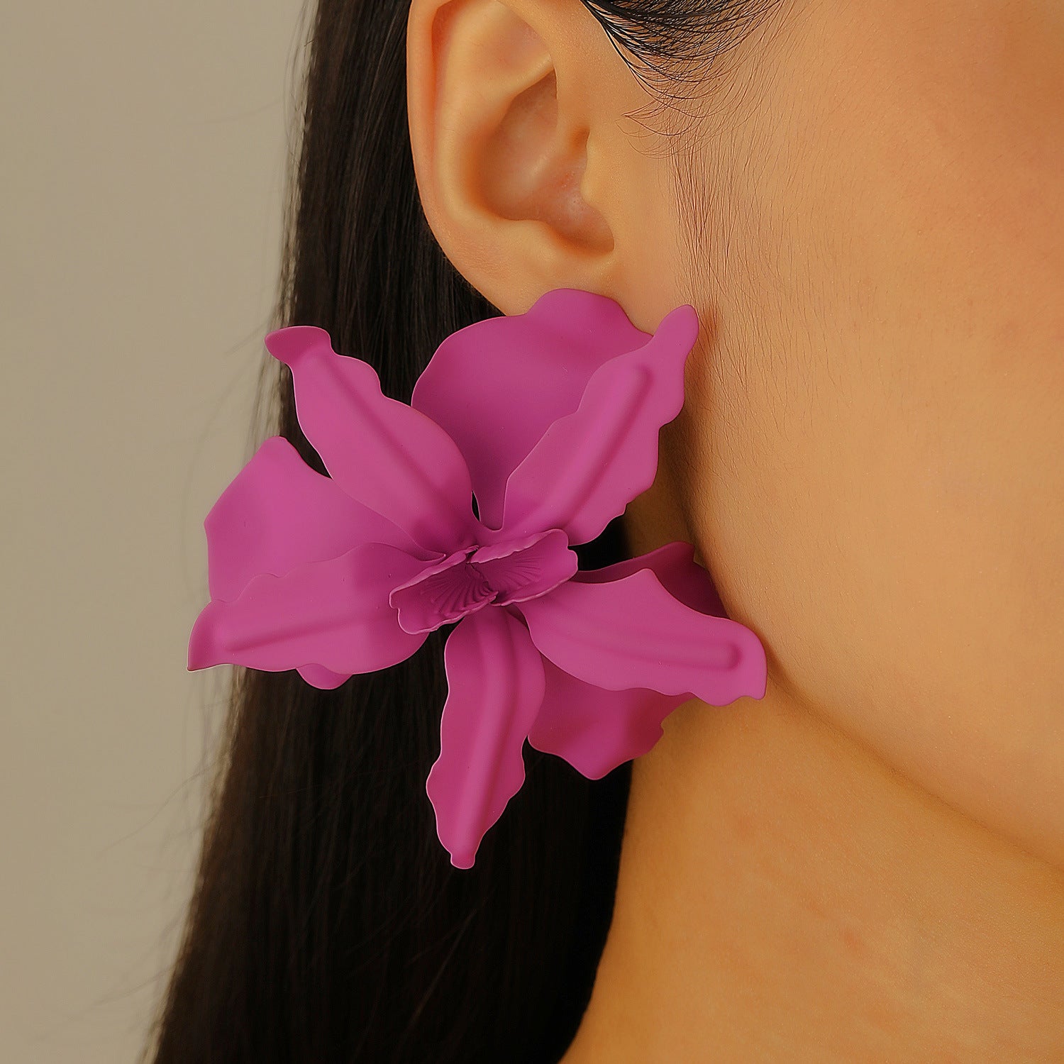 Wholesale Oversized Geometric Pleated Flower Earrings Party Wear Summer Vacation Chic Fashion Accessory Boutique Resale