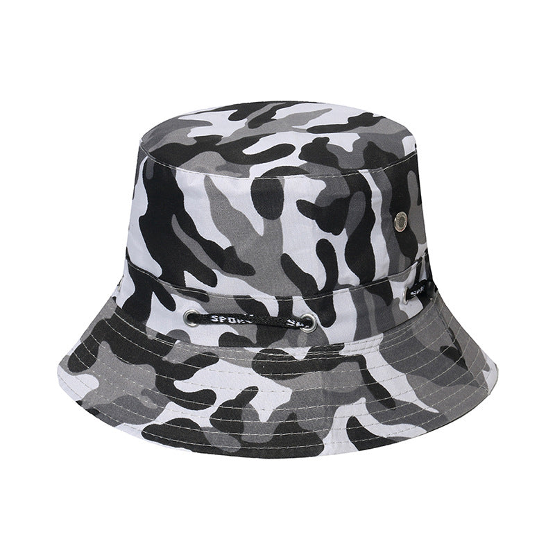 Wholesale Camouflage Drawstring Outdoor Mountaineering Travel Sunshade Polyester Fisherman Hat
