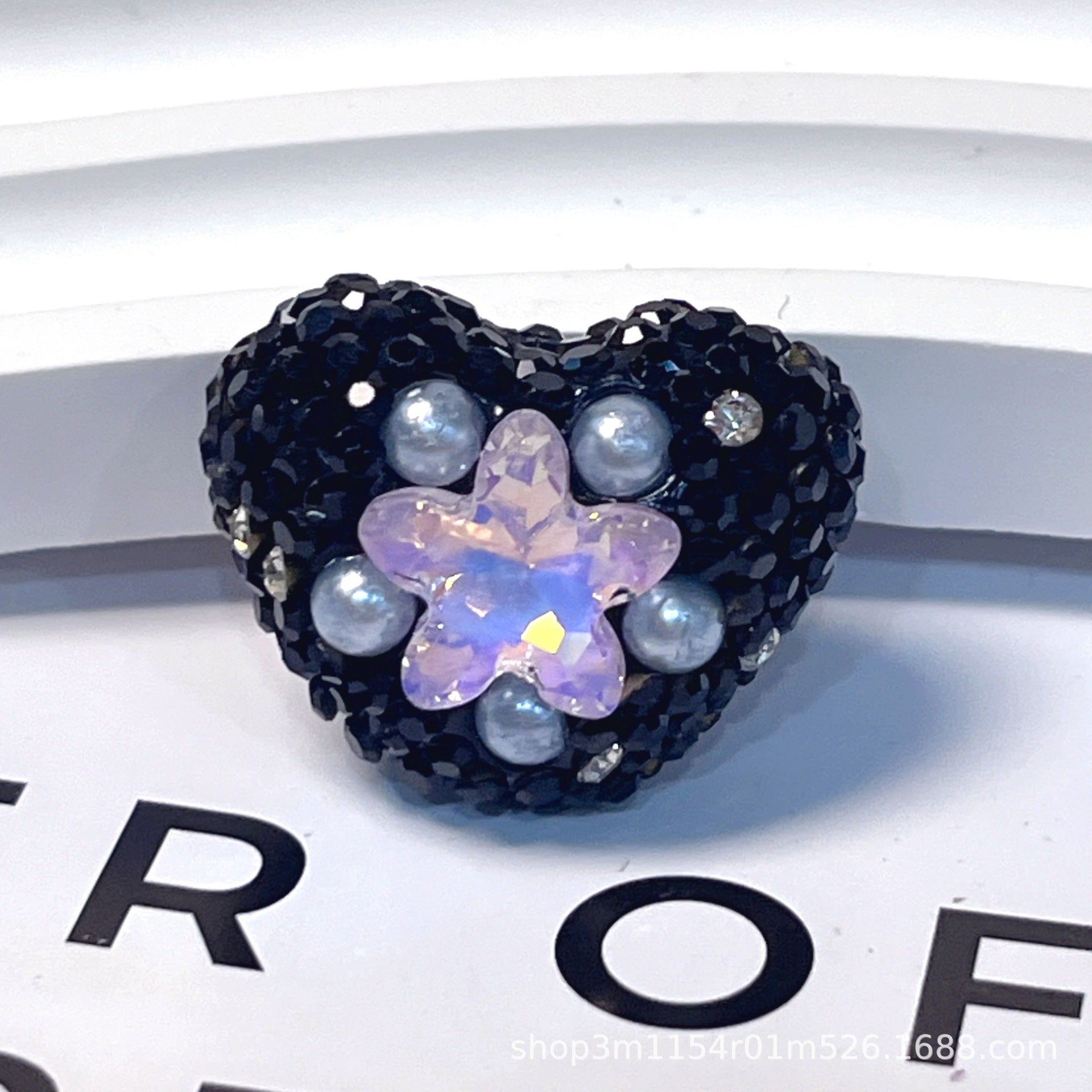 Wholesale 10pcs Double sided diamond inlaid colored soft ceramic straight hole beads