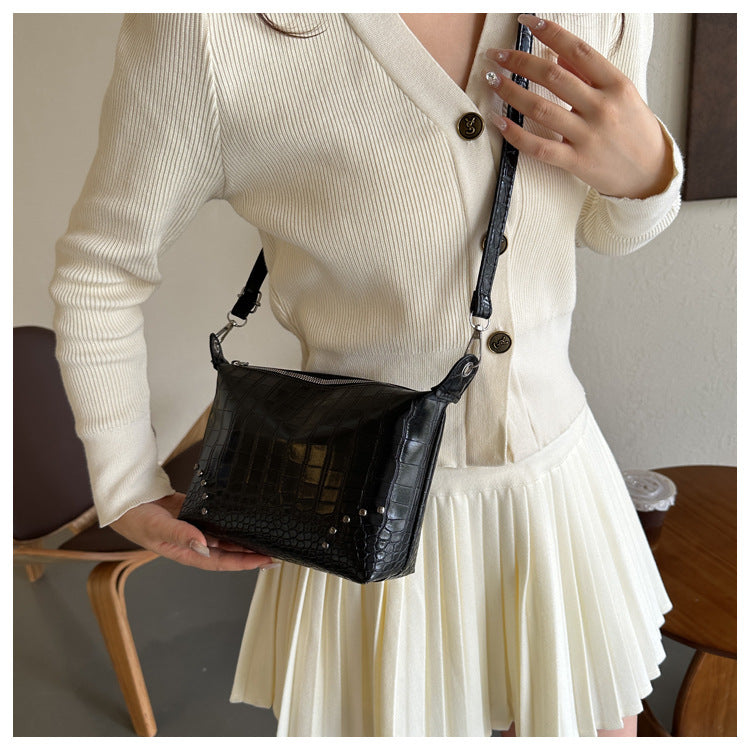Wholesale Simple Square Bag Crocodile Texture PU Shoulder Bag Crossbody Bag